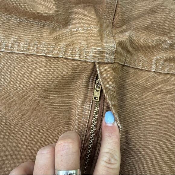 Carhartt Bibs R01 BRN Double Knee Canvas Workwear VTG Y2K Overalls Brown 44x32 - Picture 3 of 10